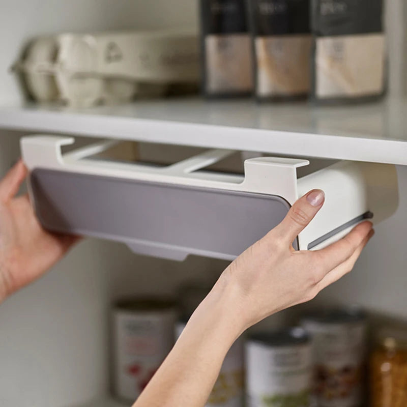 Self-Adhesive Kitchen Storage Solution for Under-Shelf Spice Rack